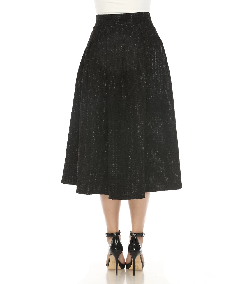 White Mark Women's Tweed Midi Skirt