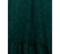 Crystal Doll Juniors' Ruffled Smocked Puff-Sleeve Midi Dress