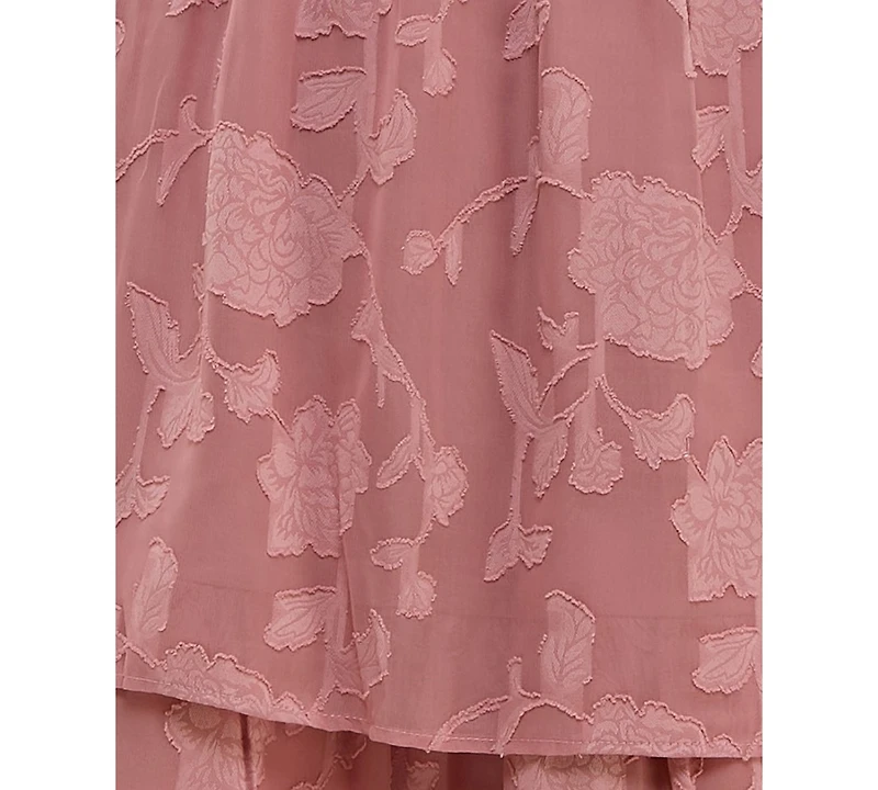 Crystal Doll Juniors' Ruffled Smocked Puff-Sleeve Dress