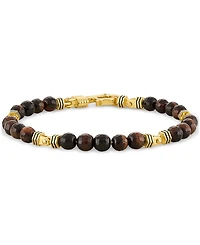 Esquire Men's Jewelry Red Tiger Eye Bead Bracelet in 14k Gold-Plated Sterling Silver, Created for Macy's