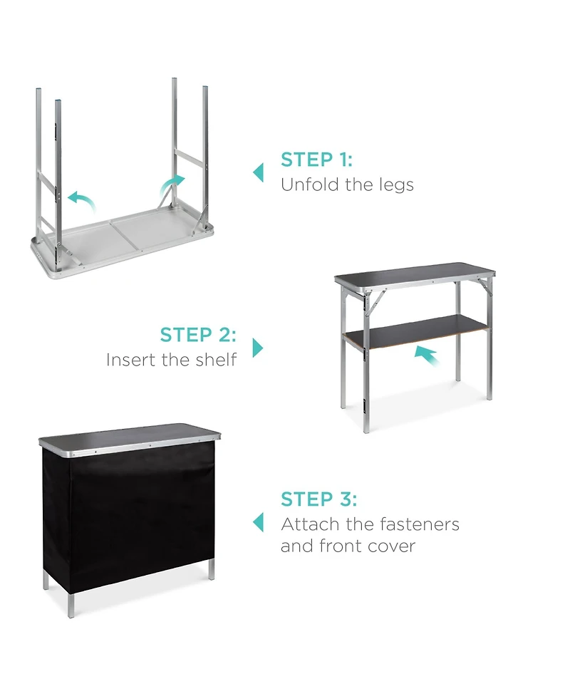 Best Choice Products Portable Pop-Up Bar Table for Indoor/Outdoor, Party, Picnic w/ Carrying Case, Removable Skirt
