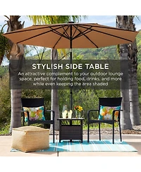 Best Choice Products Wicker Rattan Patio Side Table Outdoor Furniture for Garden, Pool, Deck w/ Umbrella Hole
