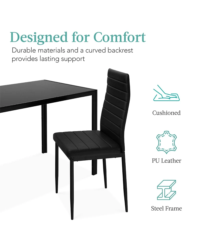 Best Choice Products 7-Piece Kitchen Dining Table Set w/ Glass Tabletop, 6 Faux Leather Chairs