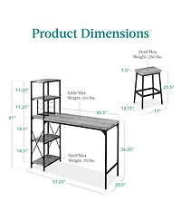 Best Choice Products 3-Piece Bar Height Dining Set w/ Bottle Rack, Glass Storage, 5 Shelves