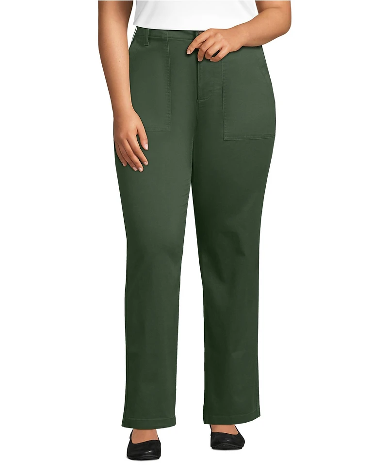 Lands' End Plus High Rise Chino Utility Straight Leg Pants