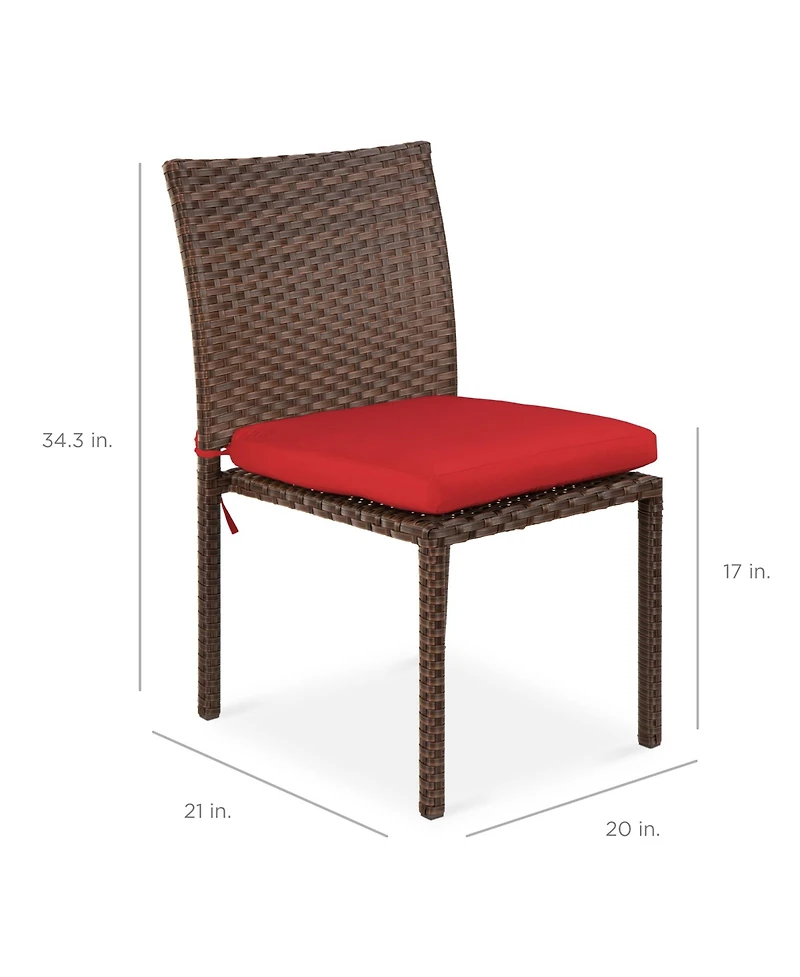 Best Choice Products Set of 4 Stackable Outdoor Patio Wicker Chairs w/ Cushions, Uv-Resistant Finish