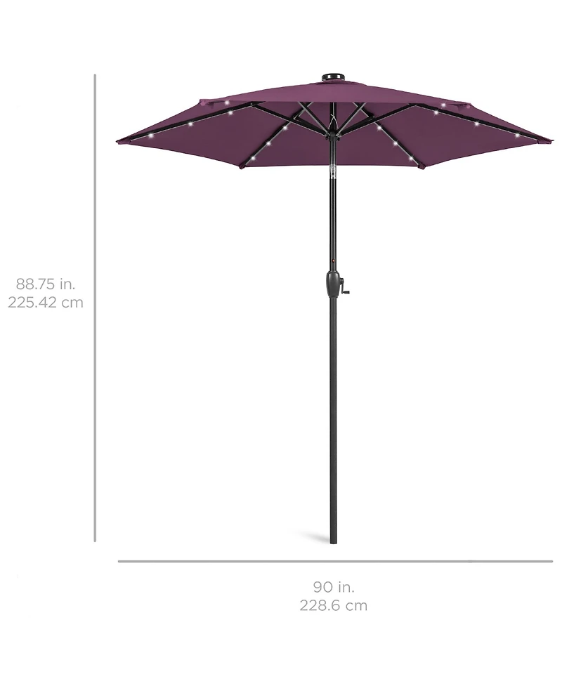 Best Choice Products 7.5ft Outdoor Solar Patio Umbrella for Deck, Pool w/ Tilt, Crank, Led Lights
