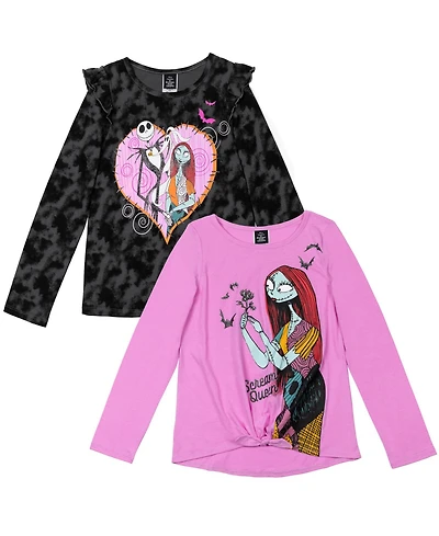 Nightmare Before Christmas Girls Disney 2 Pack Long Sleeve T-Shirts to (18 Months - 14-16)