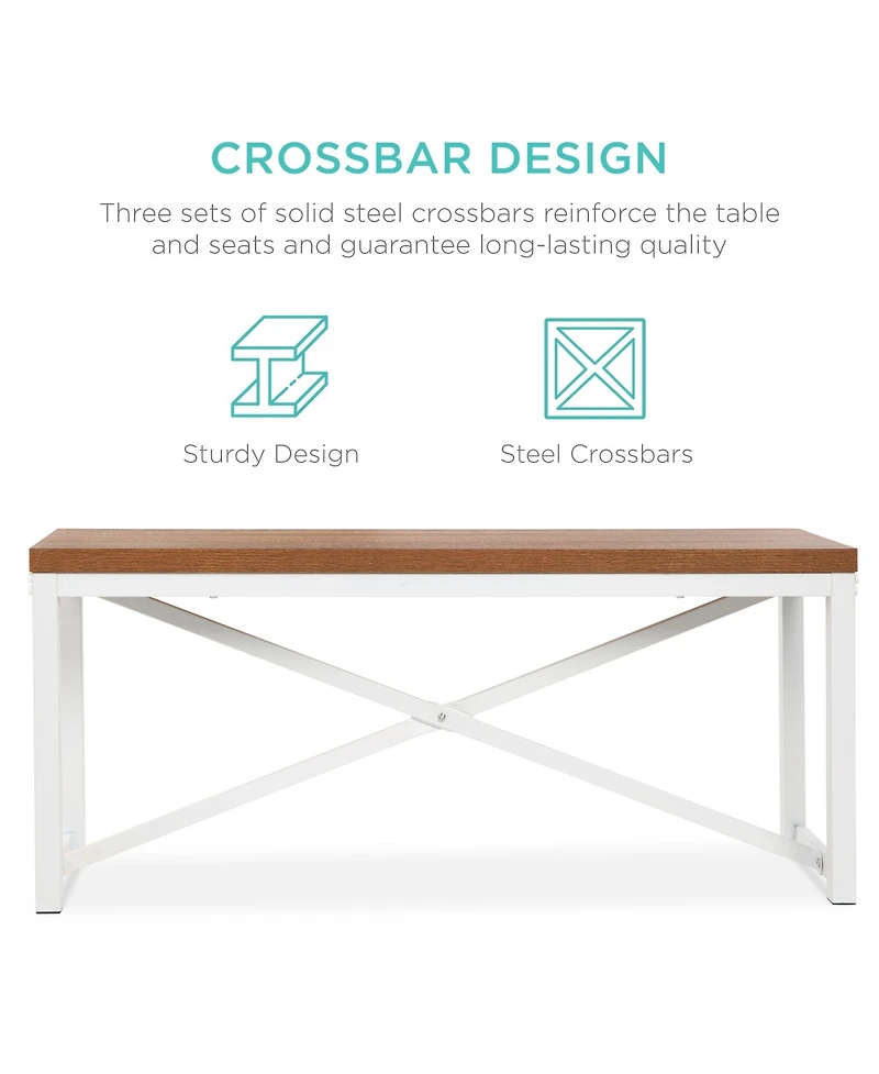 Best Choice Products 45.5in 3-Piece Bench Style Dining Furniture Set, 4-Person Dinette w/ 2 Benches, Table