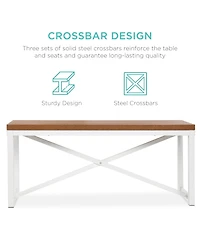 Best Choice Products 45.5in 3-Piece Bench Style Dining Furniture Set, 4-Person Dinette w/ 2 Benches, Table