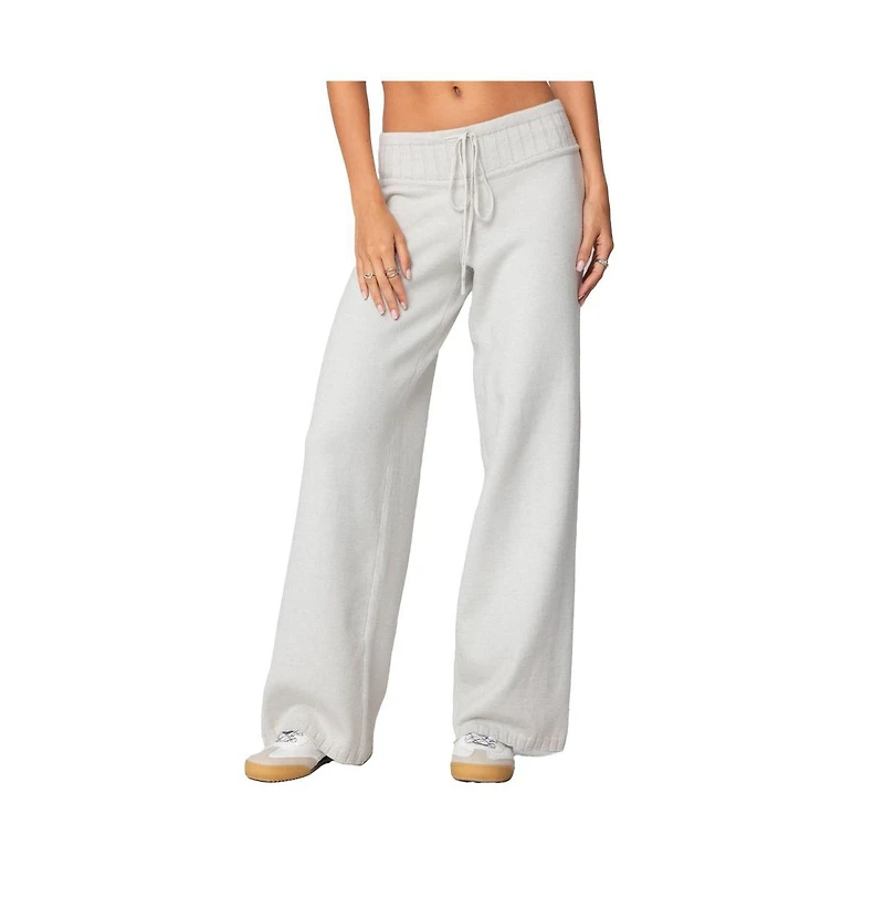 Edikted Womens Russell Straight Leg Knit Pants