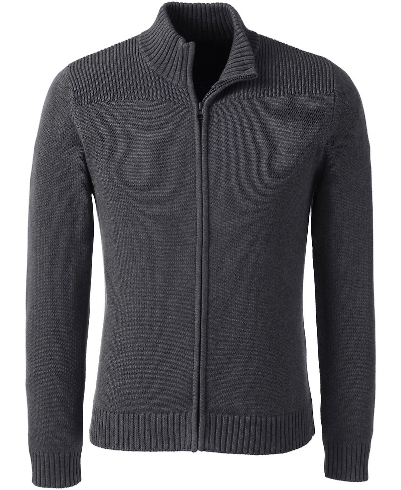 Lands' End Men's Cotton Modal Zip Front Cardigan Sweater