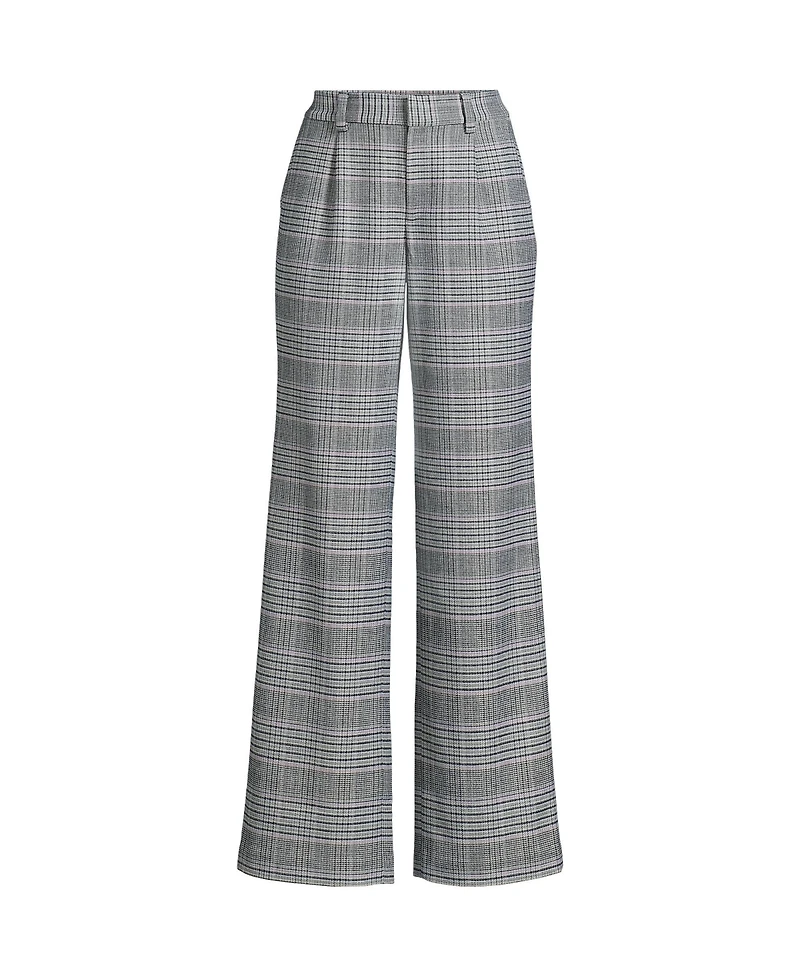 Lands' End Women's Brushed Flannel High Rise Pleated Wide Leg Pants