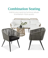 Best Choice Products Set of 2 Indoor Outdoor Patio Dining Chairs Woven Wicker Seating Set 250lb Capacity - Gray/Black