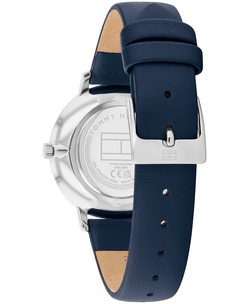 Tommy Hilfiger Women's Quartz Navy Leather Strap Watch 35mm