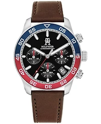 Tommy Hilfiger Men's Chronograph Brown Leather Strap Watch 41mm