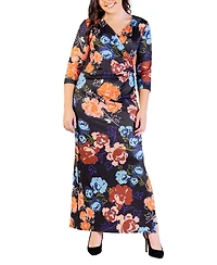 24seven Comfort Apparel Plus Size Printed Maxi Dress