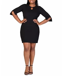 24seven Comfort Apparel Plus Three Quarter Sleeve Mini Dress