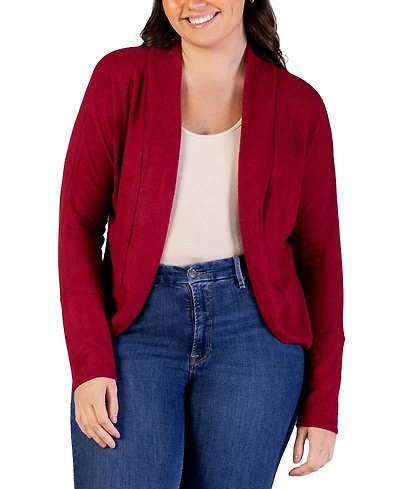24seven Comfort Apparel Plus Open Front Long Bolero Cardigan Sweater