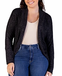 24seven Comfort Apparel Plus Open Front Long Bolero Cardigan Sweater