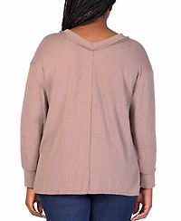 24seven Comfort Apparel Plus Size Fit Ribbed Knit V-Neck Top