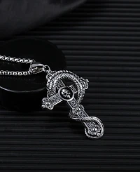 Rhona Sutton Silver Gothic Cross Stainless Steel Pendant Necklace