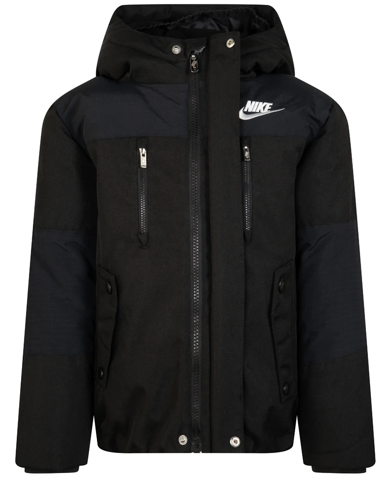 Nike Little Boys Outdoor Woven Hooded Colorblocked Jacket