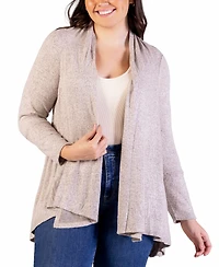 24seven Comfort Apparel Plus Size Open Front Long Sleeve Cardigan Sweater