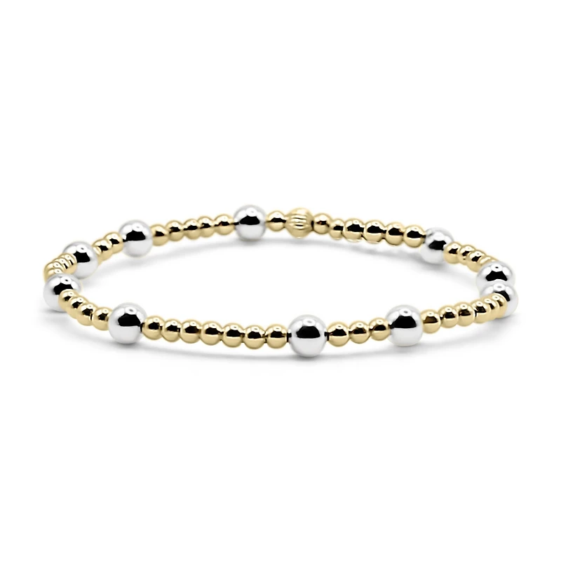 Bowood Lane Non-Tarnishing Gold Filled Ball and Sterling Silver Stretch Bracelet