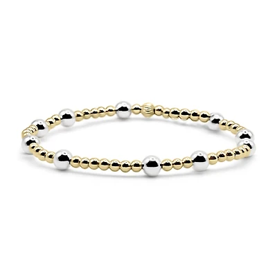 Bowood Lane Non-Tarnishing Gold Filled Ball and Sterling Silver Stretch Bracelet