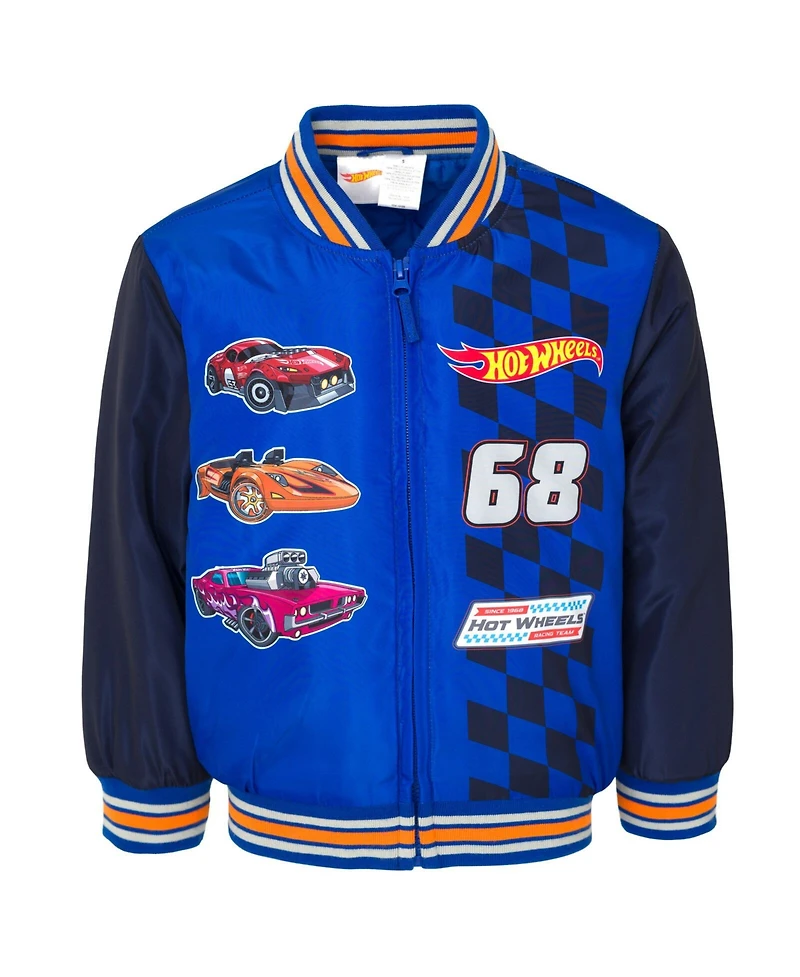 Hot Wheels Boys Zip Up Varsity Bomber Jacket to (3T - 10-12)