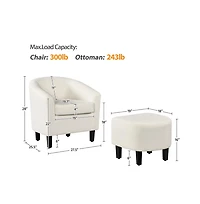Yaheetech Contemporary Boucle Club Chair and Ottoman Set