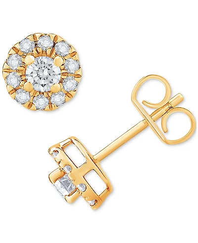 Diamond Round Halo Stud Earrings (1/2 ct. t.w.) 14k White Gold or