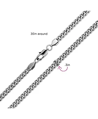 Bling Jewelry Heavy Duty Biker Jewelry Solid 8MM Curb Miami Cuban Link Chain Necklace Stainless Steel