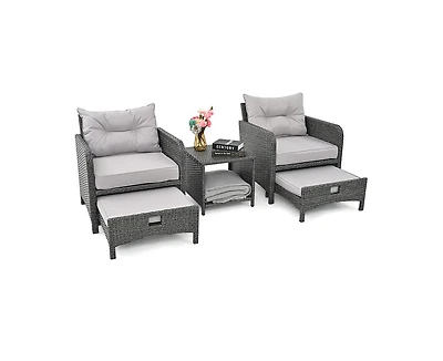 Pamapic 5-Piece Wicker Patio Conversation Set with Cushions