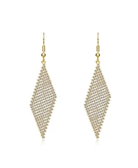 Sterling Silver 14K Gold Plated with White Cubic Zirconia Mesh Dangle Drop Earrings
