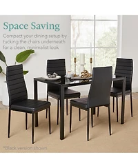 Best Choice Products 5-Piece Kitchen Dining Table Set w/ Glass Tabletop, 4 Faux Leather Chairs