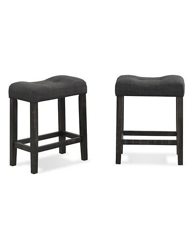 Streamdale Furniture Button Tufted Counter Height Saddle Stool, Set of 2, Gray