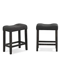 Streamdale Furniture Button Tufted Counter Height Saddle Stool, Set of 2, Gray