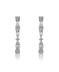Sterling Silver Cubic Zirconia C-Hoop Earrings in White Gold Plated or 14K Gold Plated