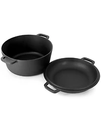 MegaChef 5 Quart Pre-Seasoned 2-in-1 Cast Iron Dutch Oven and Skillet