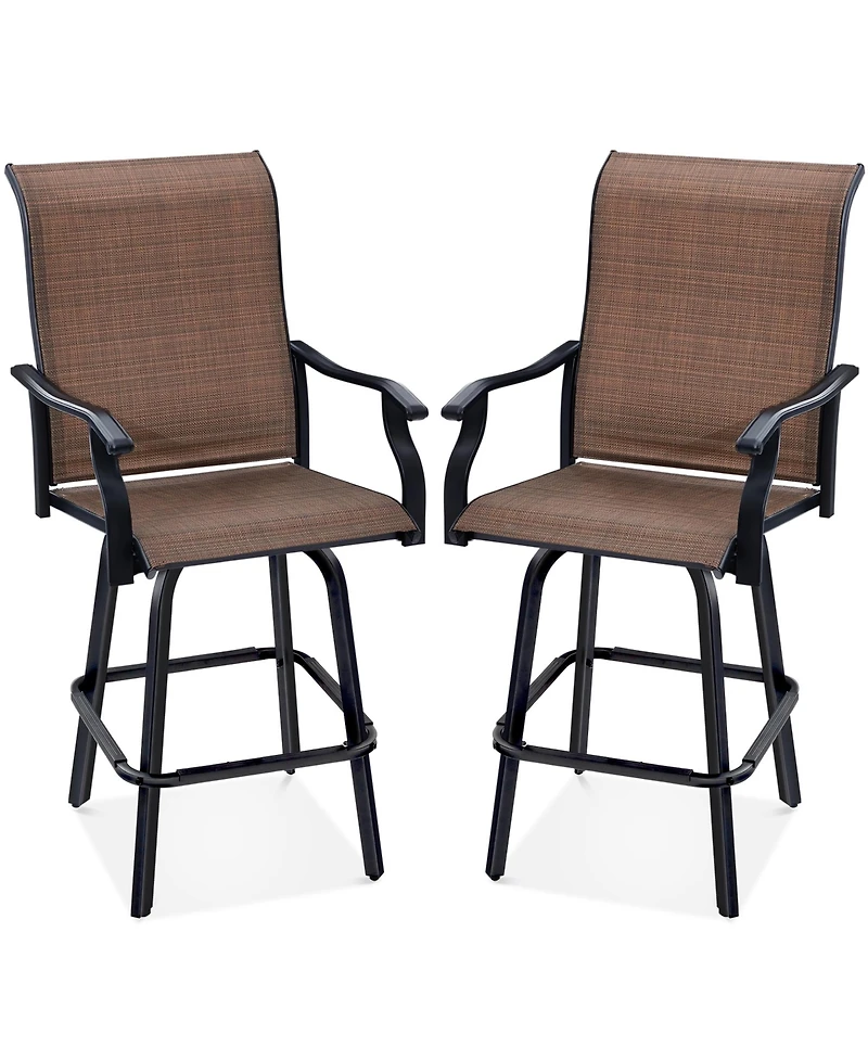 Best Choice Products Set of 2 Outdoor Swivel Bar Stools, Patio Barstool Chairs w/ 360 Rotation, All-Weather Mesh