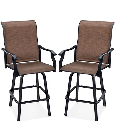 Best Choice Products Set of 2 Outdoor Swivel Bar Stools, Patio Barstool Chairs w/ 360 Rotation, All-Weather Mesh