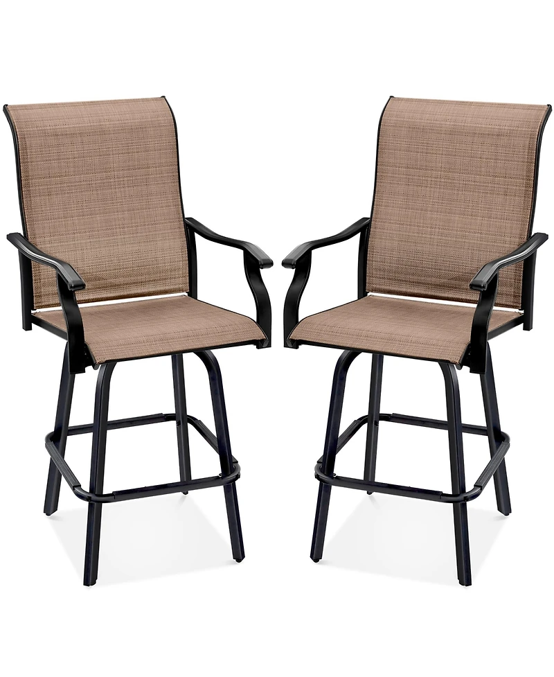 Best Choice Products Set of 2 Outdoor Swivel Bar Stools, Patio Barstool Chairs w/ 360 Rotation, All-Weather Mesh
