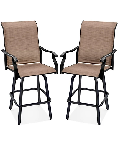 Best Choice Products Set of 2 Outdoor Swivel Bar Stools, Patio Barstool Chairs w/ 360 Rotation, All-Weather Mesh