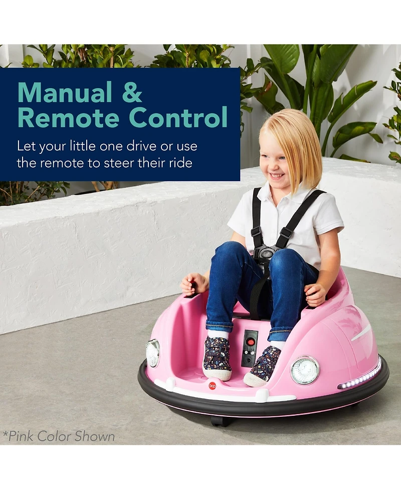 Best Choice Products 6V Kids Ride On Bumper Car Toy w/ Remote Control, Harness, Lights, 360 Degree Spin
