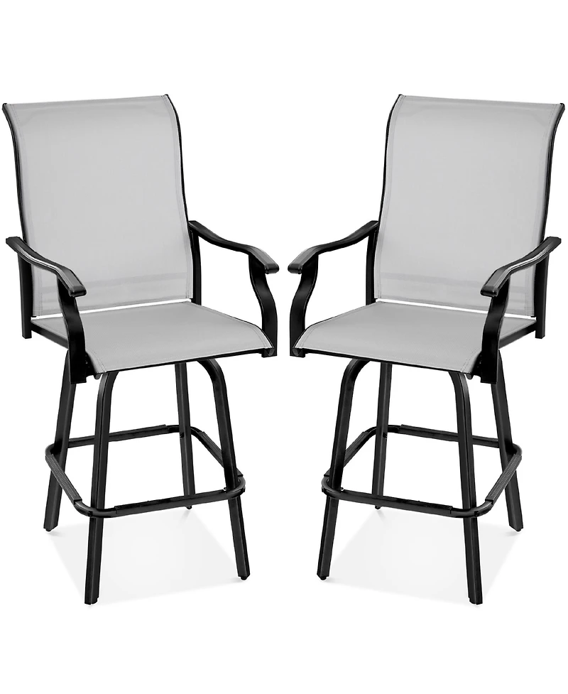 Best Choice Products Set of 2 Outdoor Swivel Bar Stools, Patio Barstool Chairs w/ 360 Rotation, All-Weather Mesh