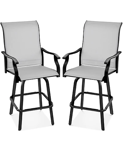 Best Choice Products Set of 2 Outdoor Swivel Bar Stools, Patio Barstool Chairs w/ 360 Rotation, All-Weather Mesh