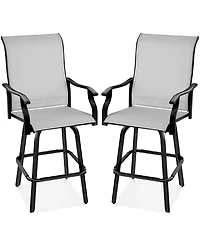 Best Choice Products Set of 2 Outdoor Swivel Bar Stools, Patio Barstool Chairs w/ 360 Rotation, All-Weather Mesh