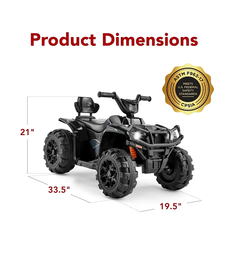 Best Choice Products 12V Kids Ride-On Atv Quad w/ Bluetooth, 2.4mph Max, Treaded Tires, Led Lights, Radio